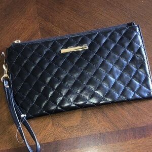Black & Gold Tone Quilted Clutch Makeup Handbag